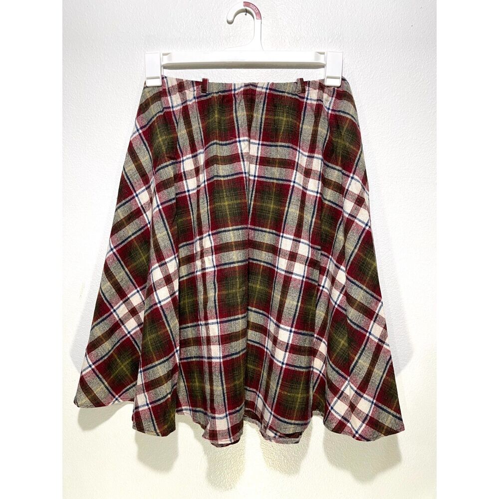 Century wool skirt vtg dark accademia preppy burgundy plaid Boston mass women S